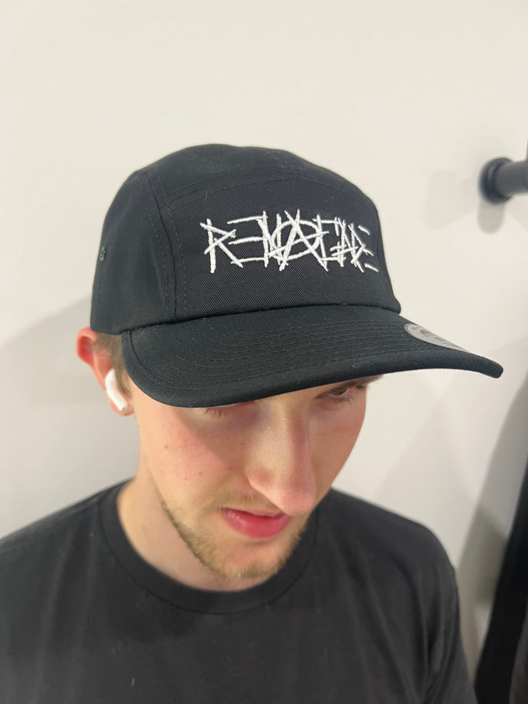 Renagade Black 5 Panel Hat with White Embroidered Script