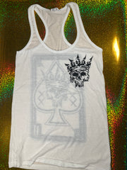 Ladies “Ace of Spades” White Racer Back Tank Top